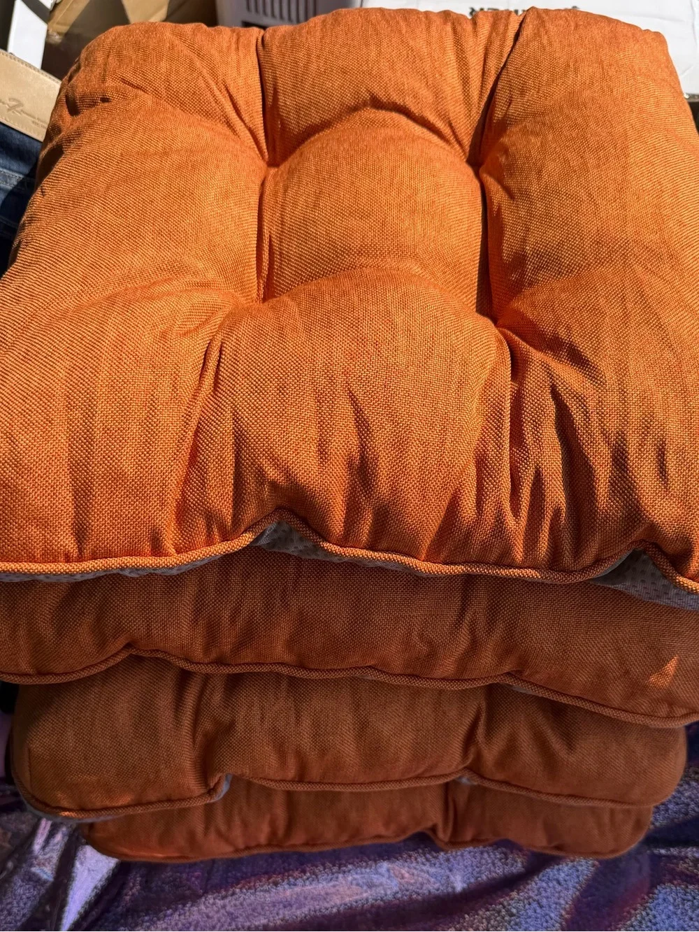 Orange Tufted Seat Cushions - Home Bedding